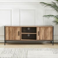 Industrial TV Stand Media Console Table Unit 2 Door Storage Cabinet Furniture