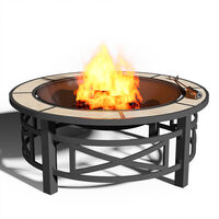 Multi-functional Outdoor Grill Fire Pit Table with Poker & Rain Cover