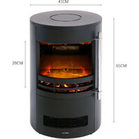 Livingandhome 1800W Freestanding Electric Fireplace Realistic LED Flame Heater