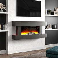 Livingandhome 50 inch Large LED Standing Electric Fireplace 7 Flame Colours with Remote Control