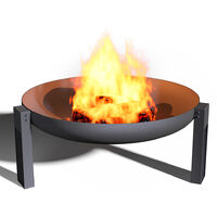 Cast Iron Mild Steel Fire Pit Garden Log Burner Bowl Heater Bonfire Home, Black