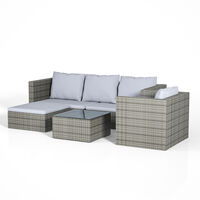 Set of 6 Outdoor Garden Furniture Set, Rattan Corner Sofa, Patio Conversation set