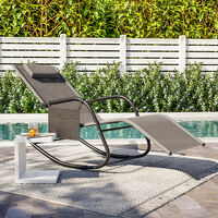Garden sun lounger with cushion, Sun lounger chair, Outdoor C-shaped chair