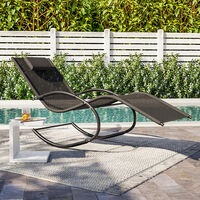 Garden sun lounger with cushion, Sun lounger chair, Outdoor U-shaped chair