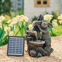 Solar Powered Garden Water Feature Fountain LED Lights Outdoor Statues