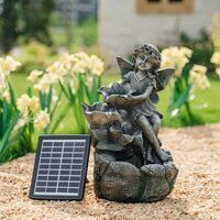 Solar Outdoor Fountain Cascade Statue Garden Ornament Water Feature Pump Light