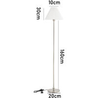 Modern Floor Lamp Brushed Steel w/ White Pleated Fabric Lampshade
