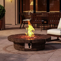 36'' Propane Gas Fire Pit Round Firepit Outdoor MgO Stone Lava Rock Fire Bowl Patio Heater