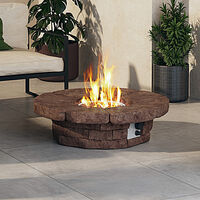 36'' Propane Gas Fire Pit Round Firepit Outdoor MgO Stone Lava Rock Fire Bowl Patio Heater