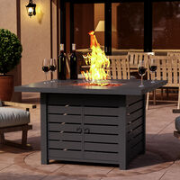 Firepit Outdoor Patio Table Propane Gas Fire Pit Steel With Lava Rock & Cover