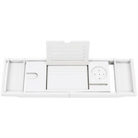 Livingandhome Bamboo Wood Bathtub Tray with Tablet Holder Cup Slot phone slot, White