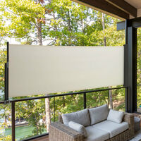 Livingandhome 300x100CM Retractable Side Awning Garden Privacy Screen Windbreak Sunshade, Beige