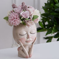 Livingandhome Resin Smiley Face Head Flower Planter Vase