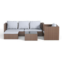 Set of 6 Outdoor Garden Furniture Set, 5-Seater Rattan Corner Sofa, Patio Conversation set