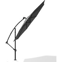 Livingandhome 3M Large Garden Hanging LED Parasol Cantilever Sun Shade Banana Umbrella No Base, Dark Grey