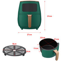 4.5L Electric Air Fryer With Non-Stick Basket LCD Digital Screen,Green