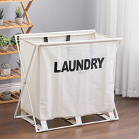 Premier Housewares Collapsible Green White Laundry Basket