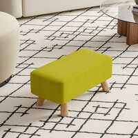 57CM Linen Pouffe Footstool Wooden Legs, Green