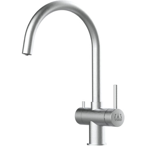 Rubinetto 3 vie miscelatore lavello cucina VIZIO in Acciaio INOX Spazzolato per utilizzo con sistemi filtro canna a U - ACCIAIO CHIRURGICO AISI 316 (1/5)