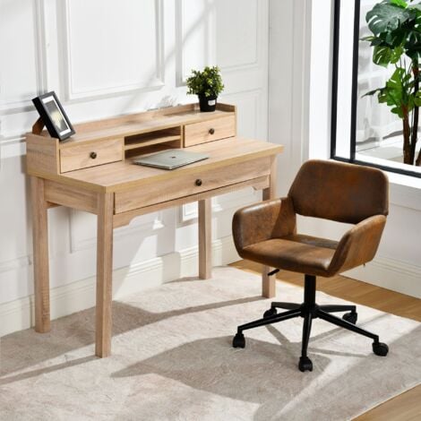 URBAN MEUBLE Chaise De Bureau Vintage En Tissu Suède Réglable Et 5 Roulettes