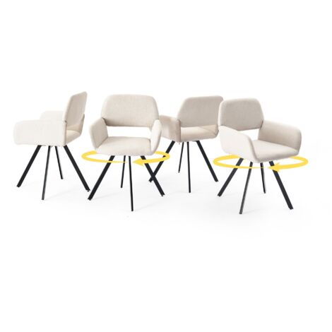 Urban Meuble – Lot de 4 chaises de salle à manger pivotantes en tissu beige – Dossier incurvé pour confort optimal – Patins antidérapants pour protection sol (1/5)
