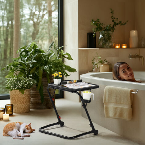 Table De Lit Pliable Avec Porte-gobelet - Plateau Réglable 6 Positions - Parfaite Pour Ordi, Livre, Petit Dej !