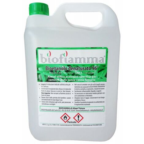 Bioetanolo Italiano 96% certificato Biofiamma 3 Taniche da 5 Litri