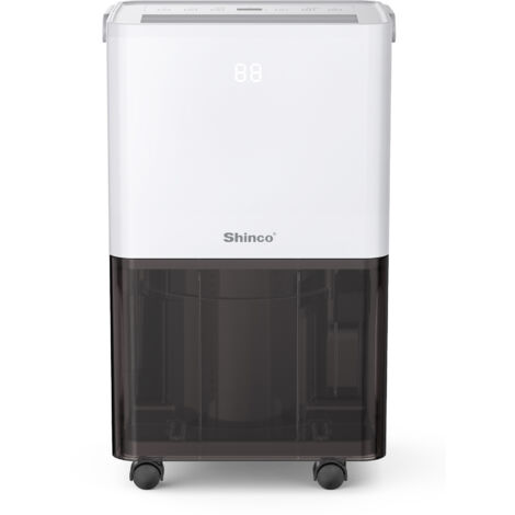 Shinco – Déshumidificateur d'air silencieux 10L/jour – Pour pièces jusqu'à 15㎡ – Hygrostat électronique – Drainage continu – Minuterie 24h