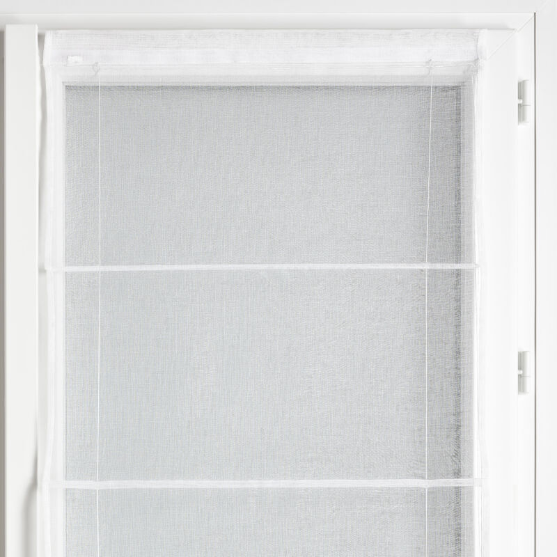 Store Japonais Voile Transparent Blanc - 70 X 140 Cm - Passants Pour Tringle - Barres D'Alourdissement Incluses