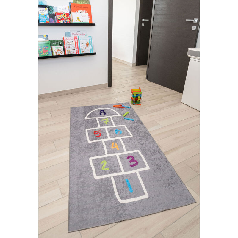 Tapis de jeu la marelle pour chambre d'enfant - 200 x 66 cm