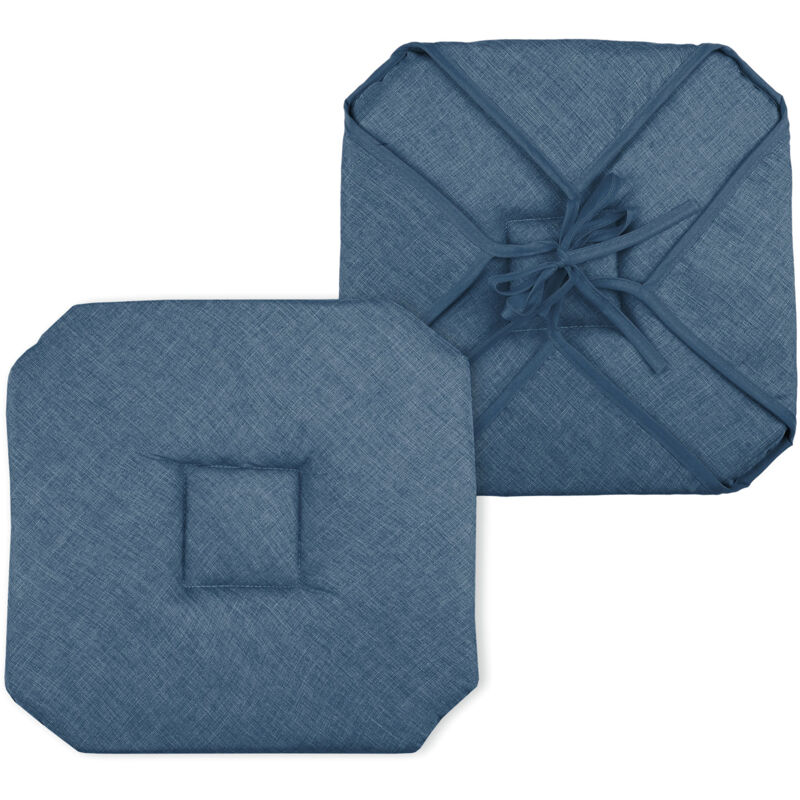 Galette de chaise italienne et unie Bleu Foncé 40x40 cm