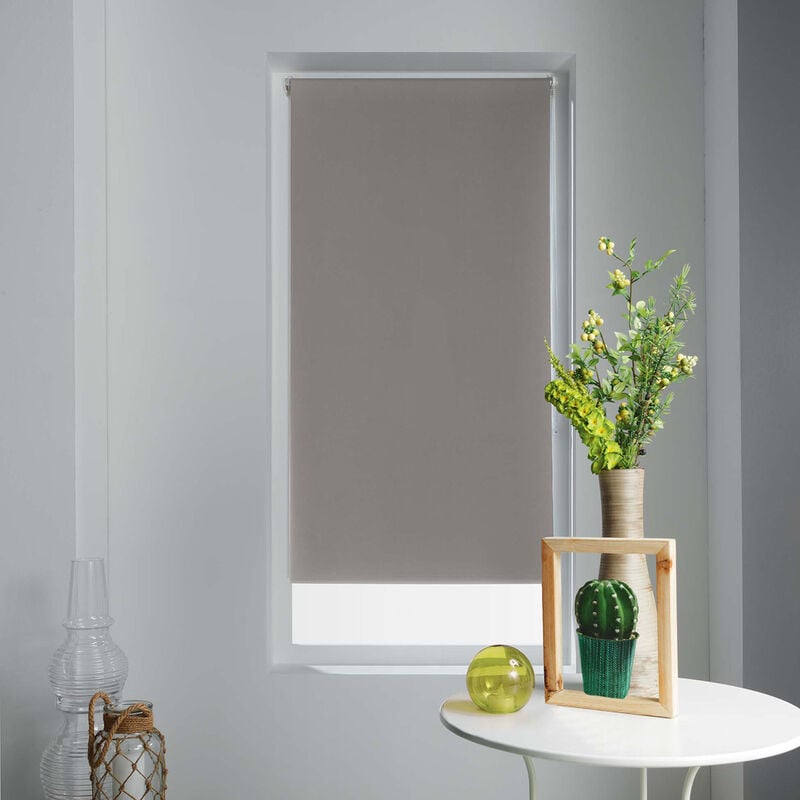 Store Enrouleur Occultant Uni et Coloré Taupe 60x180cm