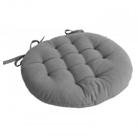 Galette de chaise piquée et ronde Gris clair 38x38 cm