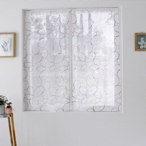 Paire de petits voilages brodés de sphères Bordeaux 60x90 cm