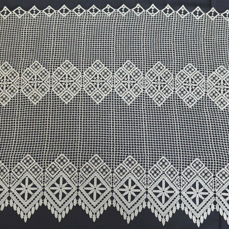 Brise bise en macramé au style graphique Ecru 60x90 cm