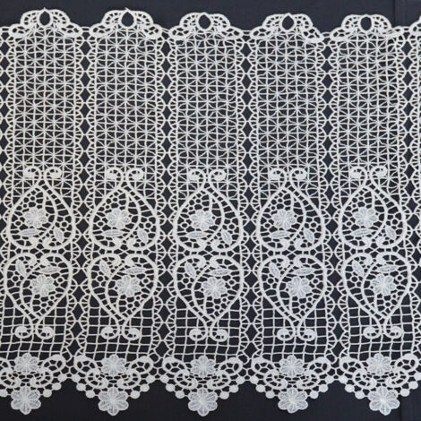 Brise bise uni en macramé fleuri Blanc 0.6 x 1.2 m