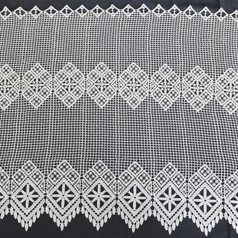 Brise bise en macramé au style graphique Blanc 90x45 cm