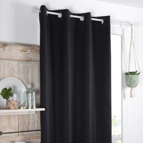 Rideau occultant et isolant doublé de polaire Noir 140x260 cm (1/3)