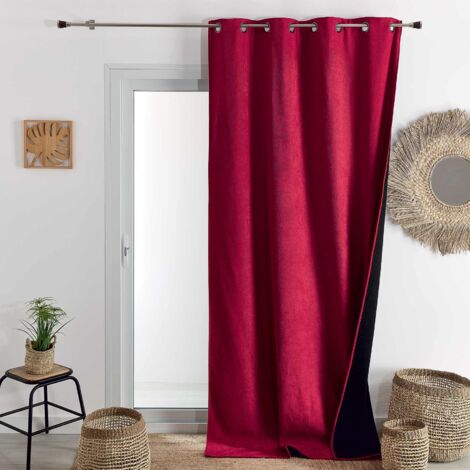 Rideau thermique phonique et semi occultant KONFOR Rouge 140x260 cm (1/3)