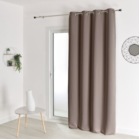 Rideau occultant uni M1 non feu Taupe 240x260 cm (1/3)