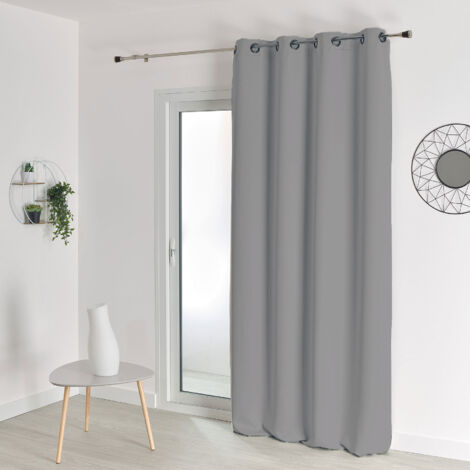 Rideau occultant uni M1 non feu Gris 140x180 cm