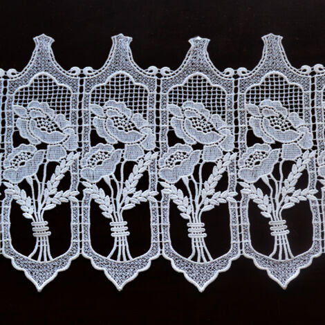 Brise bise macramé au bouquet fleuri Blanc 30x60 cm