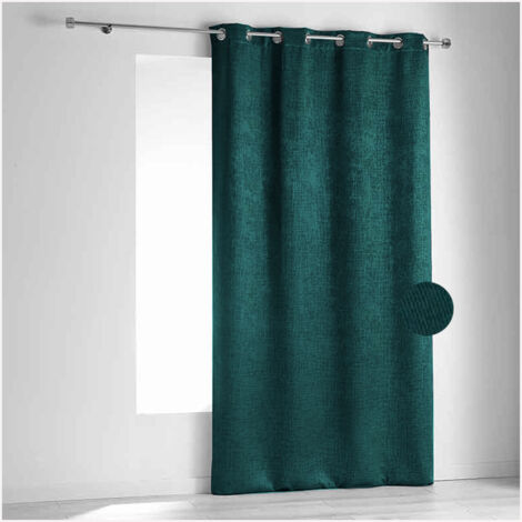 Rideau ignifugé non feu M1 en velours fiore Bleu Canard 140x260 cm (1/2)
