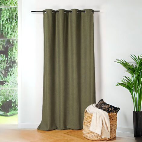 Rideau thermique au style bouclette Vert Olive 140x260 cm (1/3)