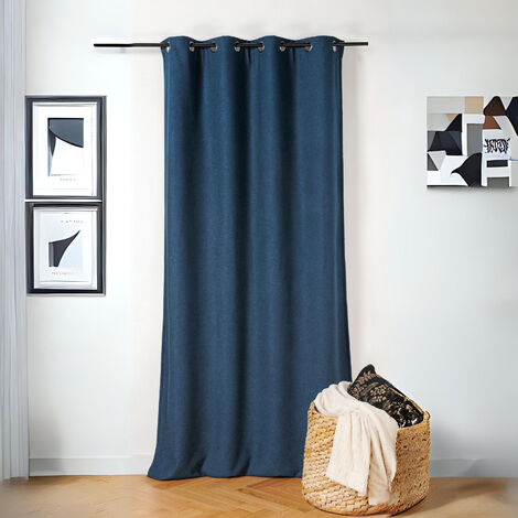 Rideau thermique au style bouclette Bleu 140x260 cm (1/3)