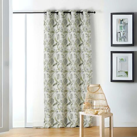 Rideau tamisant vintage floral Vert 140x240 cm