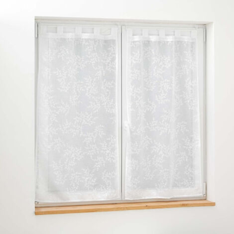 Paire Droite à Passants 2 x 60 x 120 cm Karla Blanc - Voile Tissé Appliqué - Livraison gratuite