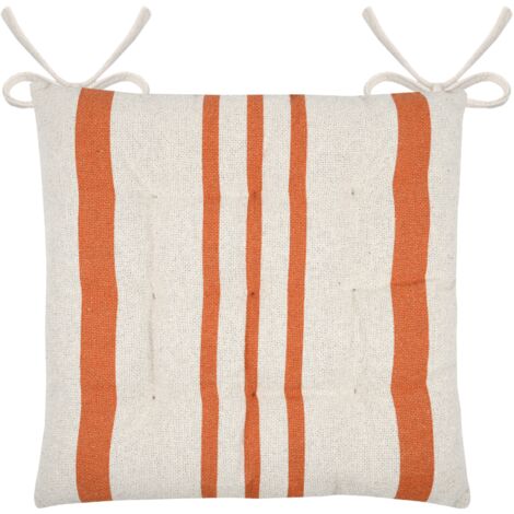 Galette de chaise à rayures Orange 38x38 cm (1/2)