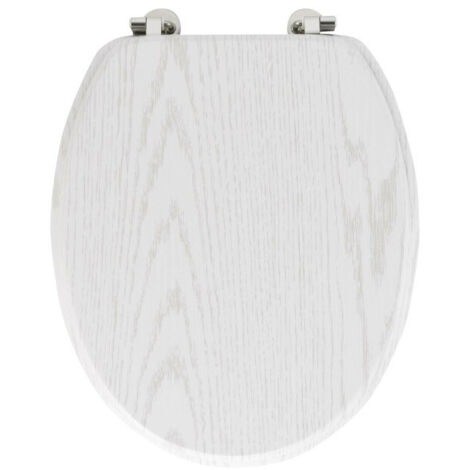 Abattant wc charnieres metal 37.5 x 46 cm mdf effet bois strata Blanc (1/4)