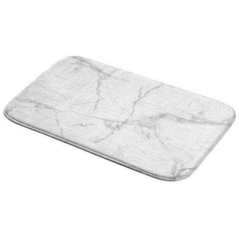 Tapis de bain - Effet Marbre microfibre Blanc cassé 45x75 cm (1/4)